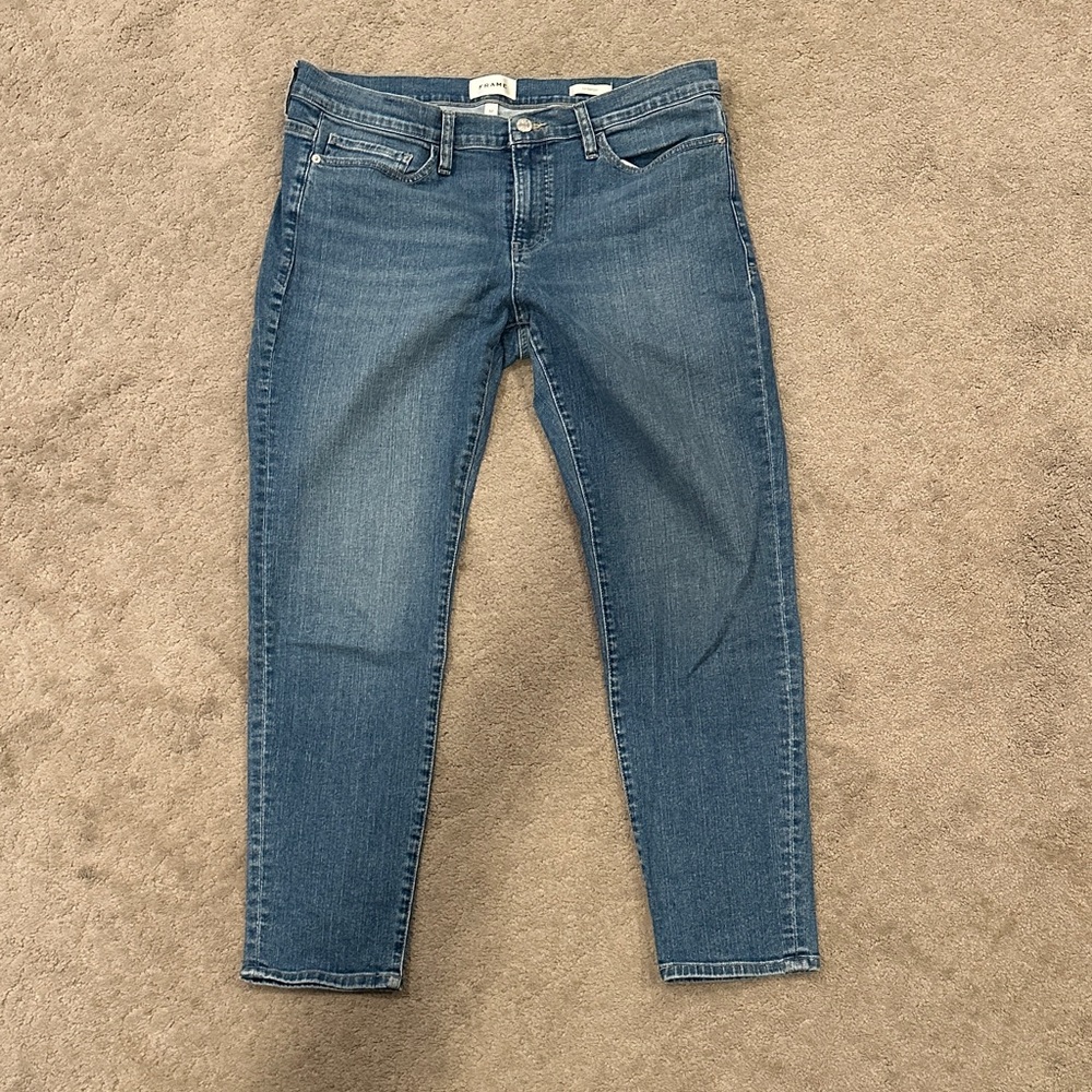 Frame Le Garçon Denim Mid-Blue Ankle Jeans